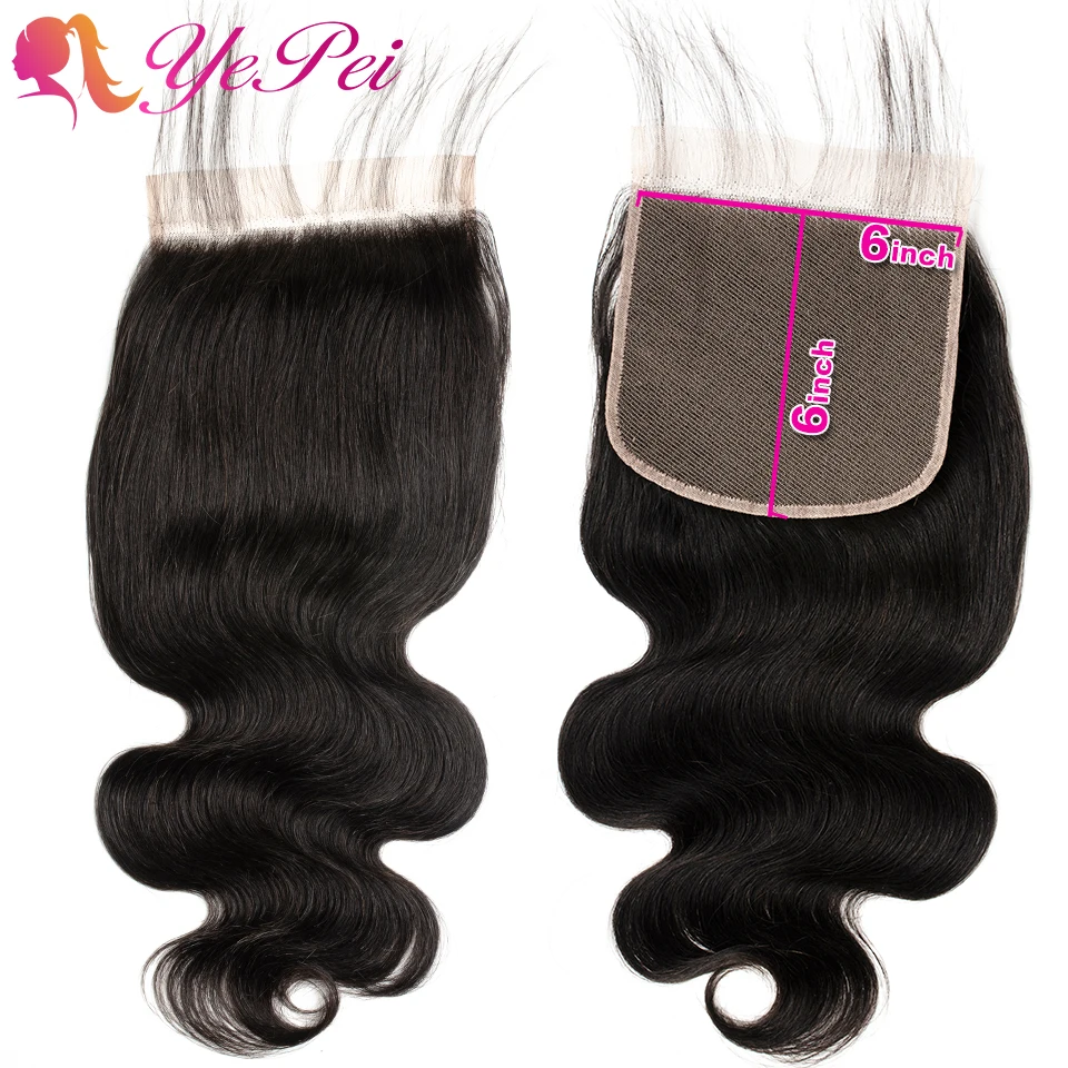 

6x6 Lace Closure Body Wave Human Hair Closure Free Part With Baby Hair Remy Peruvian Hair 8-24 Inch Natural Color Yepei
