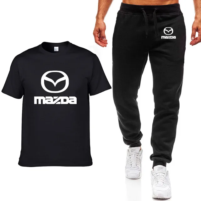 Модные летние мужские футболки для Mazda, с логотипом, в стиле хип-хоп, повседневные, хлопковые, с коротким рукавом, высокое качество, футболка, штаны, костюм, мужская одежда - Цвет: as picture
