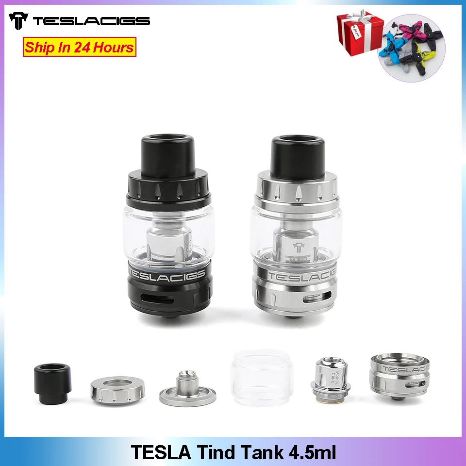 

Original TESLA Tind Tank 4.5ml mesh Atomizer with 0.18ohm coil for TESLA P226 Vpae TC BOX Mod Vaporizer Kit Electronic Cigarette