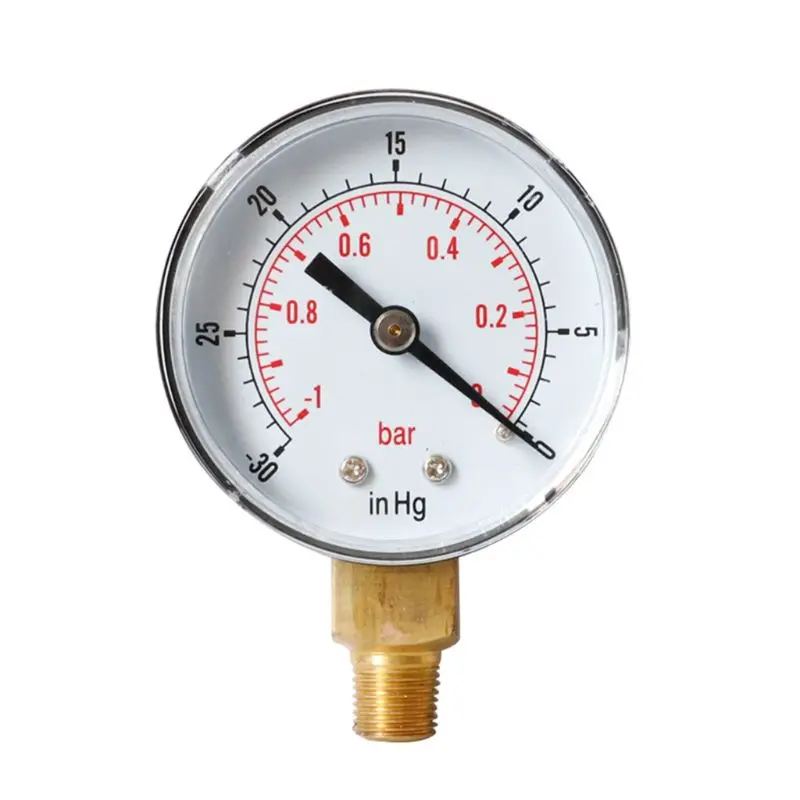 

Vacuum Pressure Gauge 52mm -1/0 Bar -30" Hg 1/8 BSPT Bottom Connection Monitor