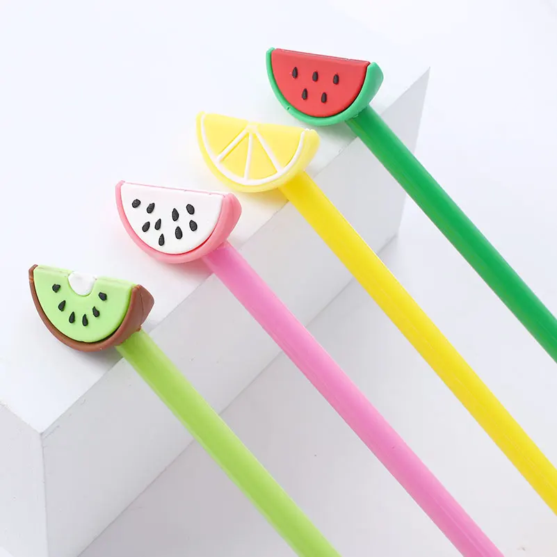 color mixed 12pcs 12pcs Creative Fruit Gel Pen Cute Kawaii Stationery Store Thing Item Novelty School Accessory Office Supply Material Watermelon - Цвет: color mixed 12pcs