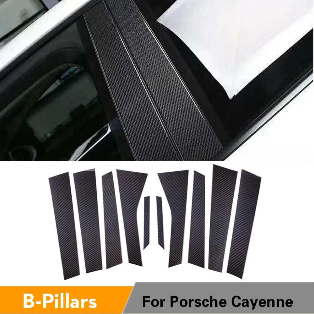 Best Price For Porsche Cayenne Carbon Fiber Auto Door B-Pillars Side Window Covers Trims Car Parts
