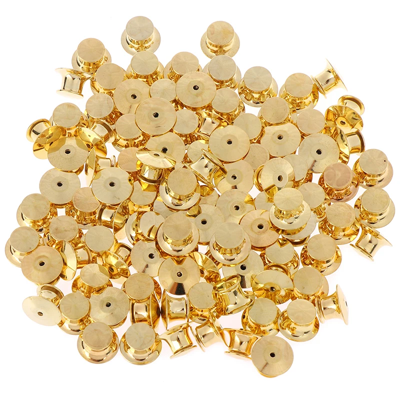 100Pcs/set Metal Pin Locking Backs Keepers Locks For Name Tags Badge  Jewelry Brooches Books Collection Gold - AliExpress