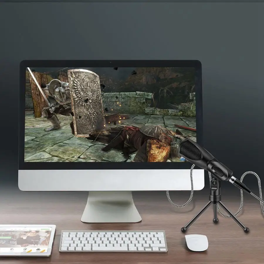 USB высокочувствительный микрофон конденсаторный микрофон Plug-and-Play с подставкой для штатива для рабочего стола Lapop