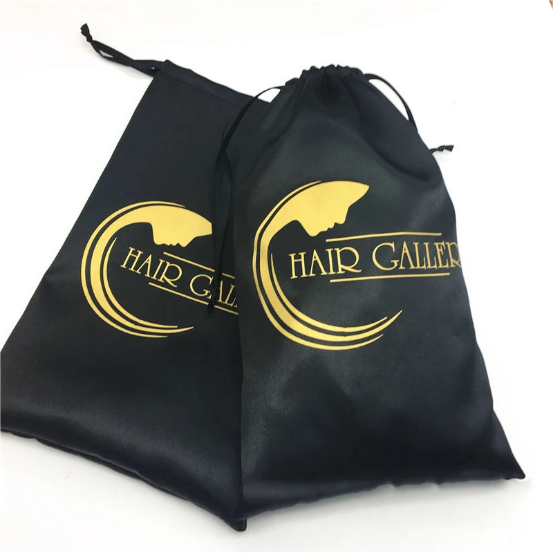 20PCS Luxus Haar Verlängerung Perücken Verpackung Taschen Individuelles Logo Kordelzug Geschenk Tasche 13x1 8/15x2 0/18x3 0/30x40cm Silk Lagerung Tasche – Detail 3