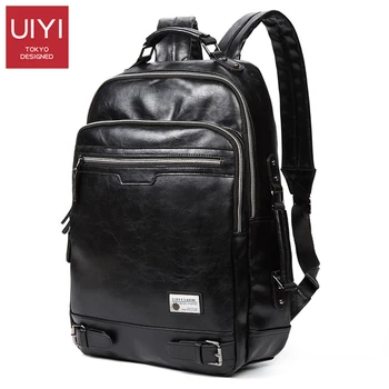 

UIYI men's backpack PVC leather waterproof school bag casual travel bag mochilas Korea 14-inch laptop large capacity backpack