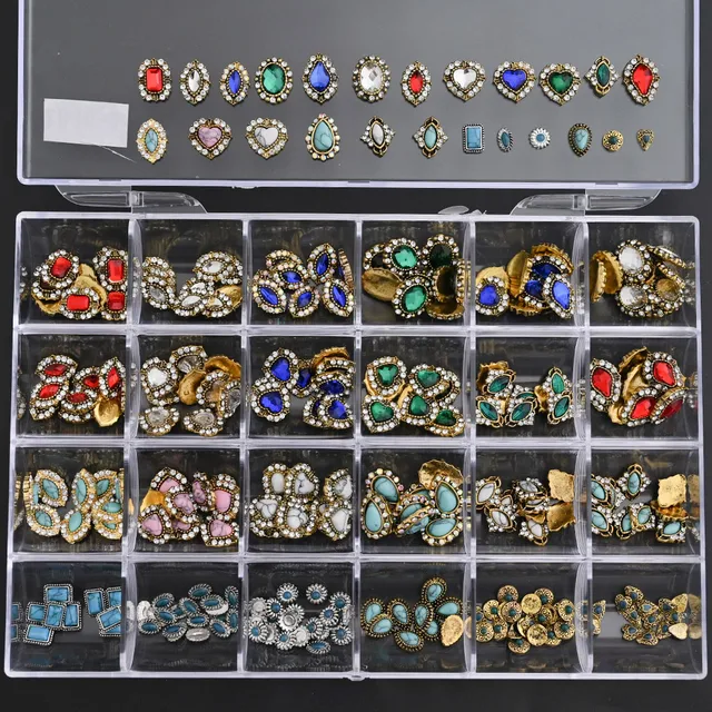 1BOX Jewelry Germ Nail Charms Luxury Kawaii Kit Crystal,Acrylic Flower,Rhinestones,Resin,Butterfly,Bear 3D Nails Decorations @MF set 3-240pcs