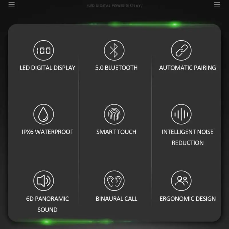 Xg23 Tws беспроводные наушники для Ios Android телефон Bluetooth наушники со светодиодным цифровым дисплеем сенсорное управление Смарт Abs гарнитура
