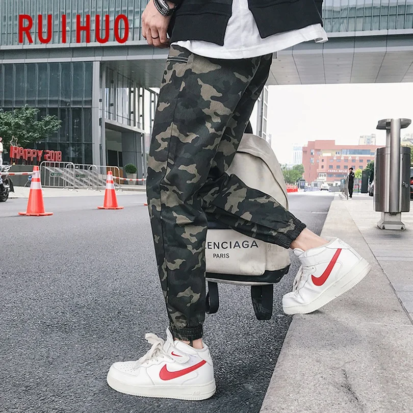 RUIHUO, до лодыжки, камуфляжные штаны, мужские японские повседневные штаны, мужские брюки, джоггеры, Мужские штаны, хип-хоп, спортивные штаны, XXXL, осень