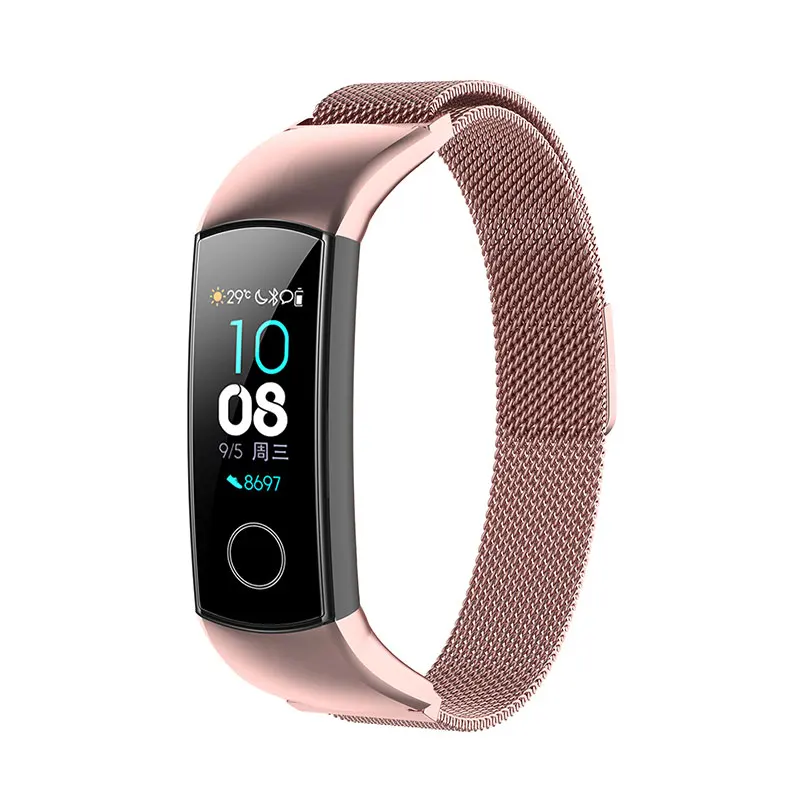 Металлический ремешок из нержавеющей стали для huawei Honor Band 5, модный ремешок, сменный Браслет, Браслет для huawei Honor Band 4 Band 5 - Цвет: Rose Pink