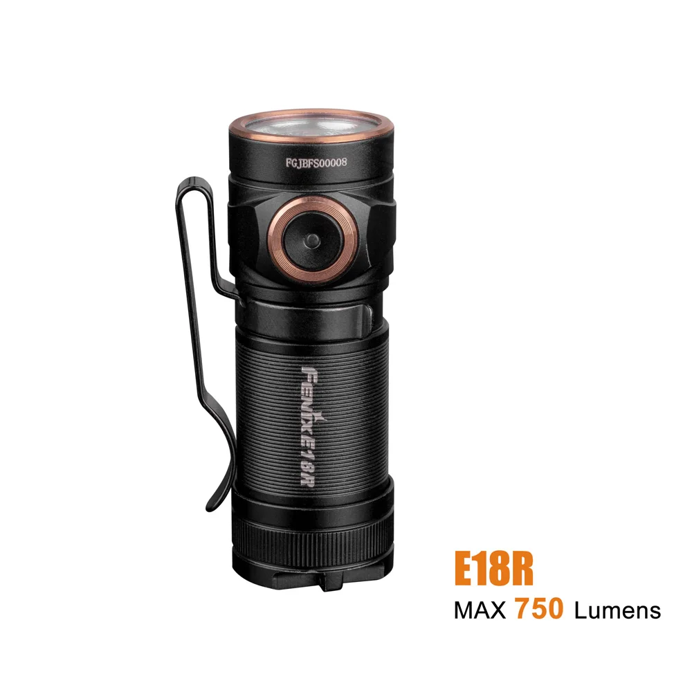 FENIX E18R EDC перезаряжаемый фонарик Макс. 750 люмен Магнитная Зарядка портативный уличный спортивный фонарь с аккумулятором 16340 700 мАч