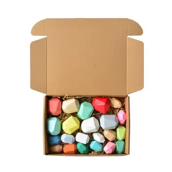

22 Pcs Children Wooden Colored Stone Stacking Game Building Block Education Toy P31B