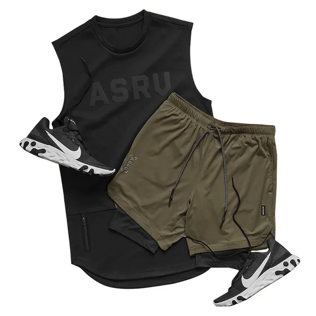 Men Sleeveless Running Sport Tshirts Workout Fitness Breathable Quick Dry Gym Training Sportswear Round Collar Male Tank Top 6