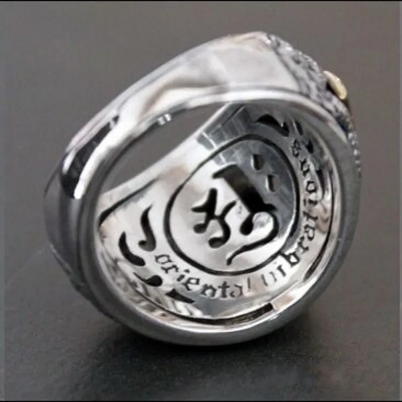 S925 Серебряный двойной дракон восемь висячий черный камень мужское кольцо трижды Будда кольцо "санскрит" для мужчин тайское серебро мужское кольцо