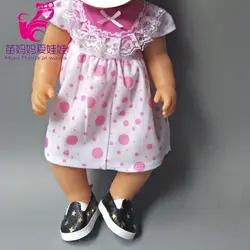 Милое белое кружевное платье в розовый горошек подходит для детей 43 см, кукла для новорожденных, подарок на Новый год для маленьких девочек