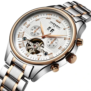 

High Precision Multifunctional Men's Business Automatic Mechanical Watch Waterproof Stainless Steel/leather Strap
