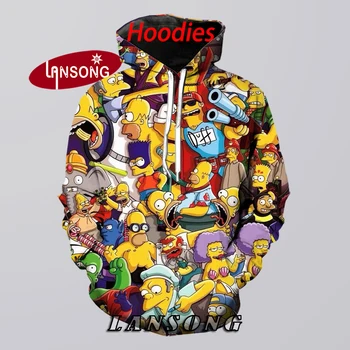 

mens hoodies 3d print painel simpsoms coat harajuku weashirts/pants winter jacket men short homme clothes men hip hop streetwear