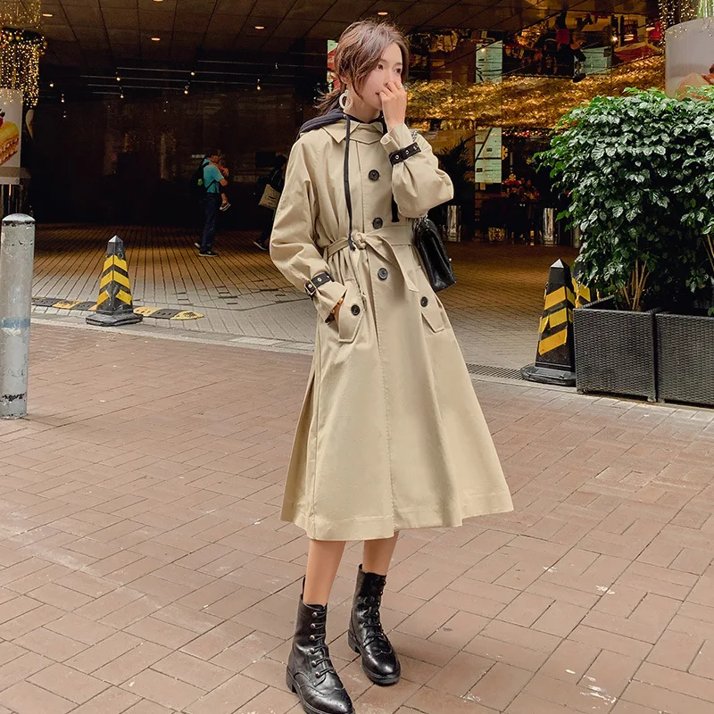 

New Women's 2019 Spring And Autumn Trench Coat Women's Mid-length Short-height Slimming Loose-Fit waitm Coat Korean-style INS Si