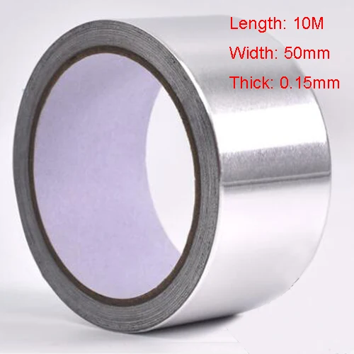 Thick 0.15mm 50 мм широкая клейкая лента из алюминиевой фольги термостойкая ремонтная лента для ремонта воздуховодов термостойкая ремонтная лента - Цвет: Thick 0.15mm