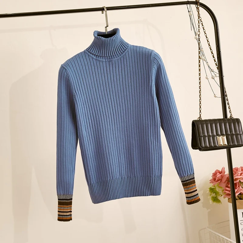 GIGOGOU M-XL Autumn Winter Warm Women Pullover Sweater Basic Turtleneck Knitted Jumper Fashion Rib Female Knitwear Top | Женская одежда