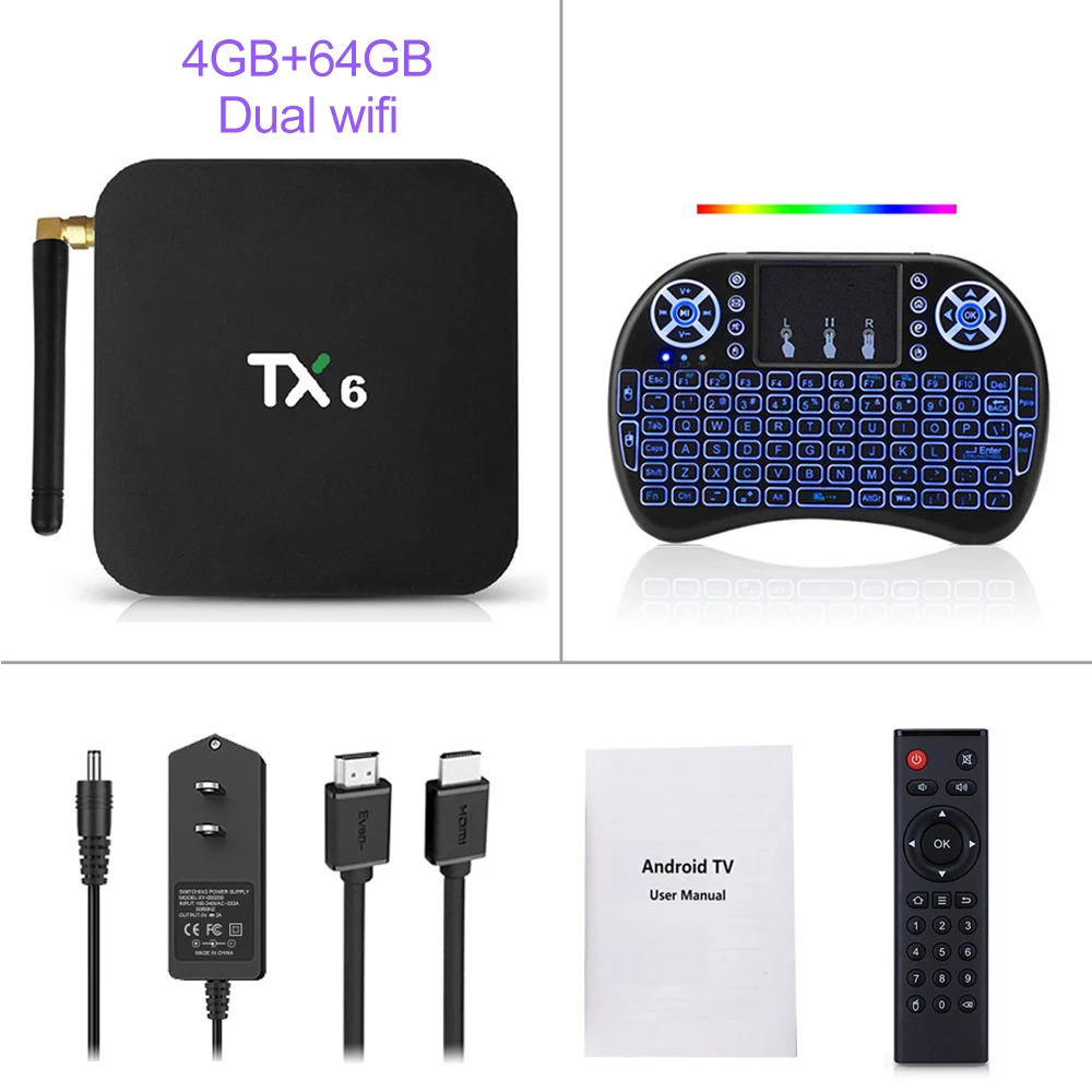 Android 9.0 TV Box TX6 4GB 64GB 5.8G Wifi Allwinner H6 Quad Core USB 3.0 BT4.2 4K Media Google Player Youtube Set Top Box TV BOX super box tv TV Receivers