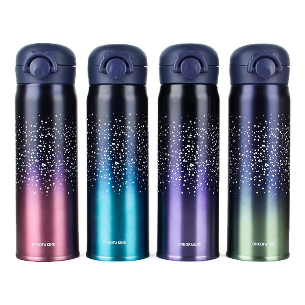 

500ml Vacuum Thermos Cup Insulation Cup Starry Bounce Cover Travel 304 Stainless Steel Water Hiking Heat Preservation Xmas Gifts