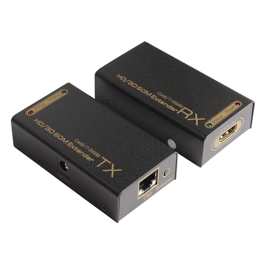 

New High Quality HD 1080P HDMI-CAT-HDMI Extender Transmitter TX/RX with Power Adapter Support HDMI 3D for TV Projector DVD