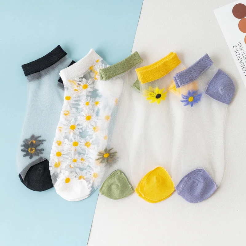 

Transparent Invisible Socks Non-slip Mesh Sheer Half Thin Socks Summer Socks Woman Mesh Breathable Thin Short Socks Mixed Fibe