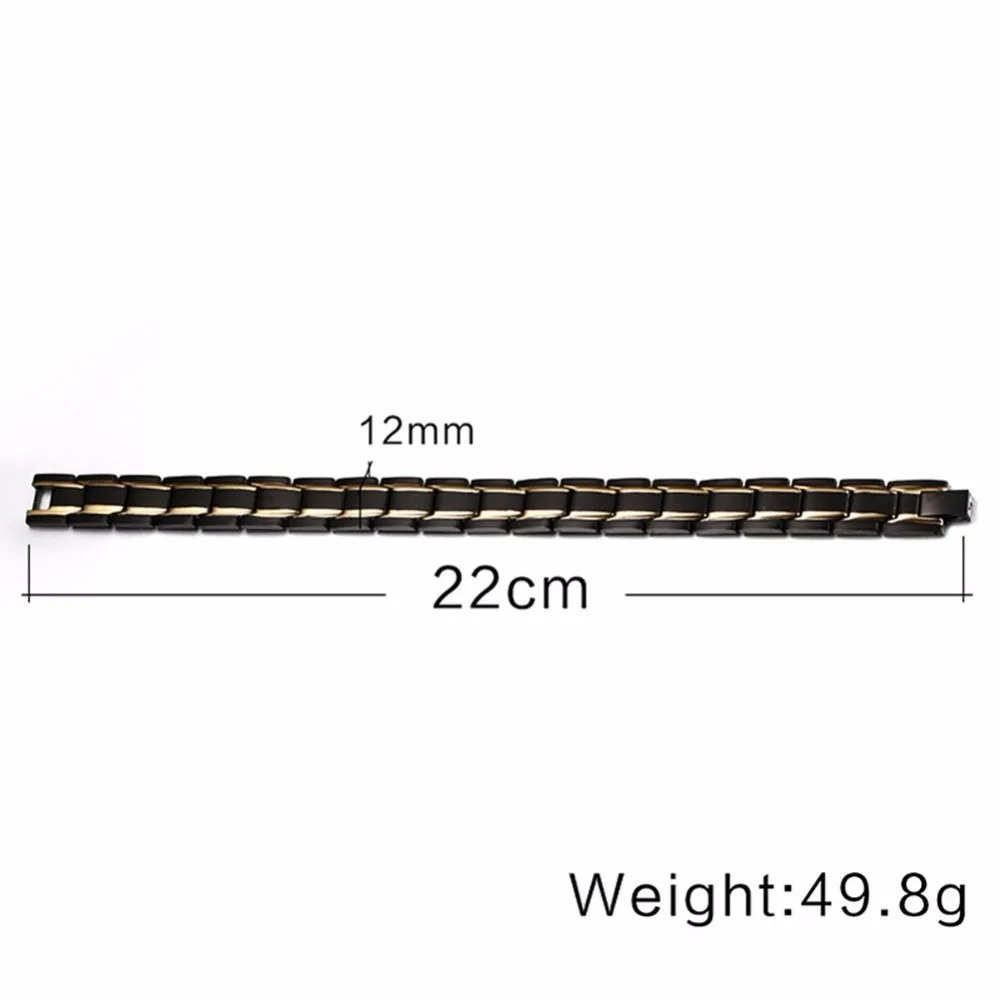 Exquisite Mens Magnetic Bracelets Stainless Steel Men Magnetic Therapy Negative Ion Bracelet Gold-color Black Gents Fashion Jewelry pulseira masculina 17