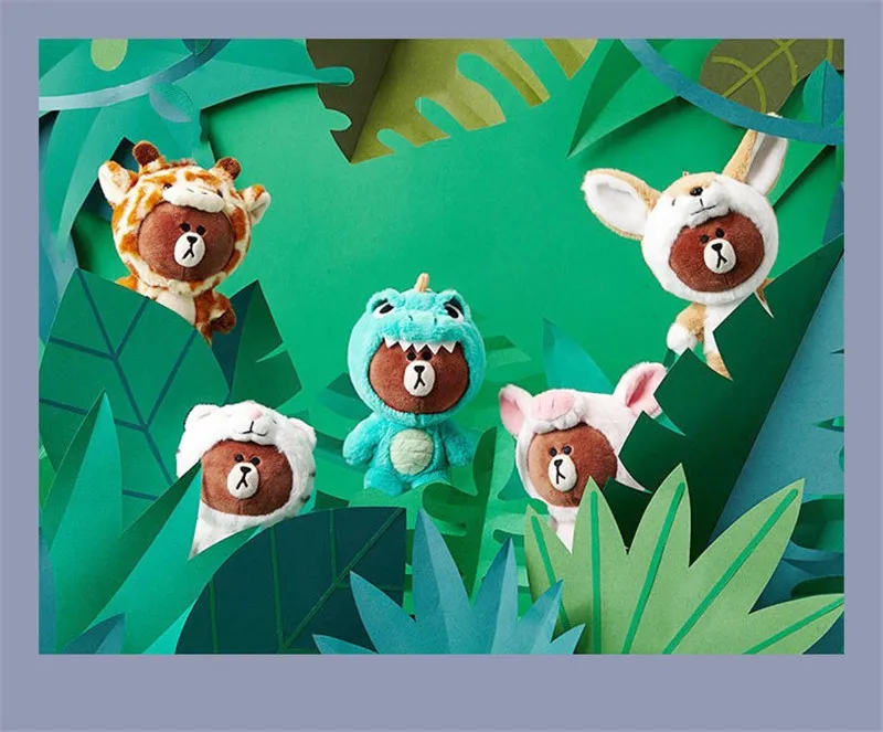 4 шт. линия друзья коричневый медведь преобразования плюшевые игрушки брелок динозавр тигр, плюшевые игрушки Детский мультфильм день рождения для девочки подарок