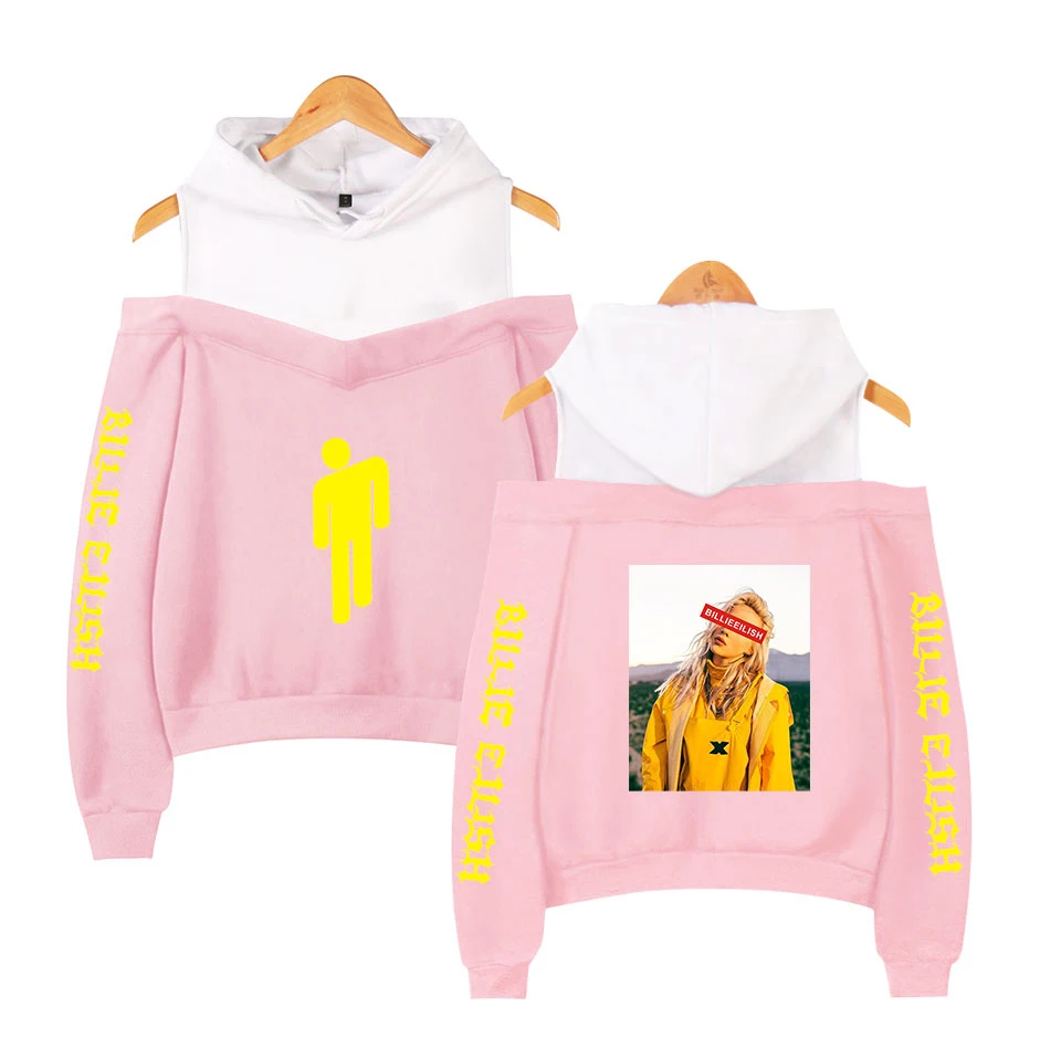 Billie Eilish толстовки с принтом, женские сексуальные толстовки с открытыми плечами, толстовка, горячая Распродажа, осенняя уличная мода, женские толстовки с капюшоном