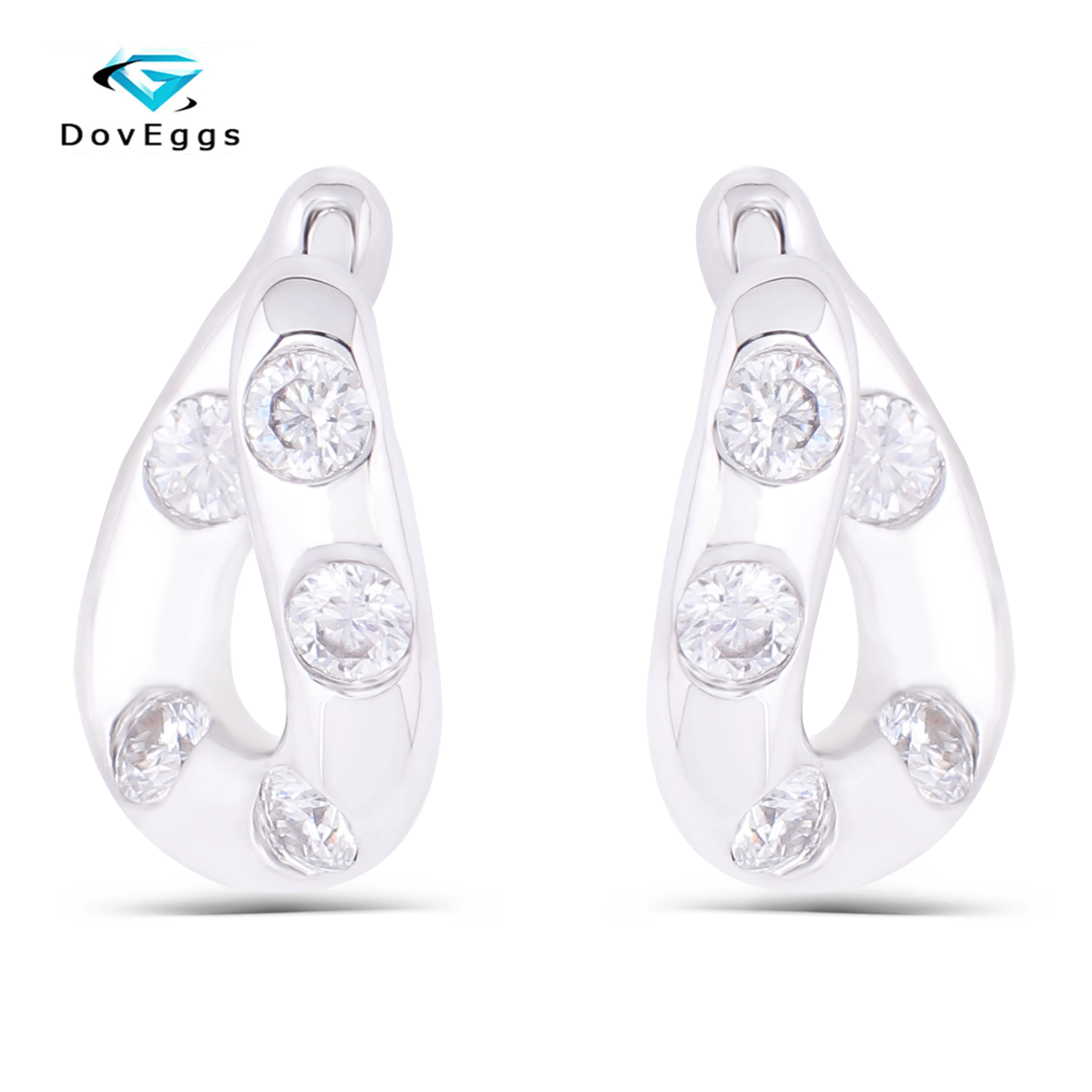DovEggs Твердые 925 Moissanite серьги-кольца для женщин 1CTW 3,0 мм Moissanite стерлингового серебра дамы Бархатные серьги-кольца