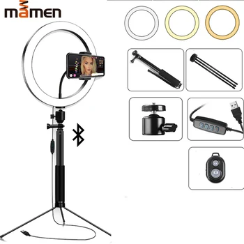 

MAMEN Selfie Stick Ring Light Photography 6/8/10 inch LED Makeup Ring Lamp For Youtube Live Streaming Video With Tripod USB Plug