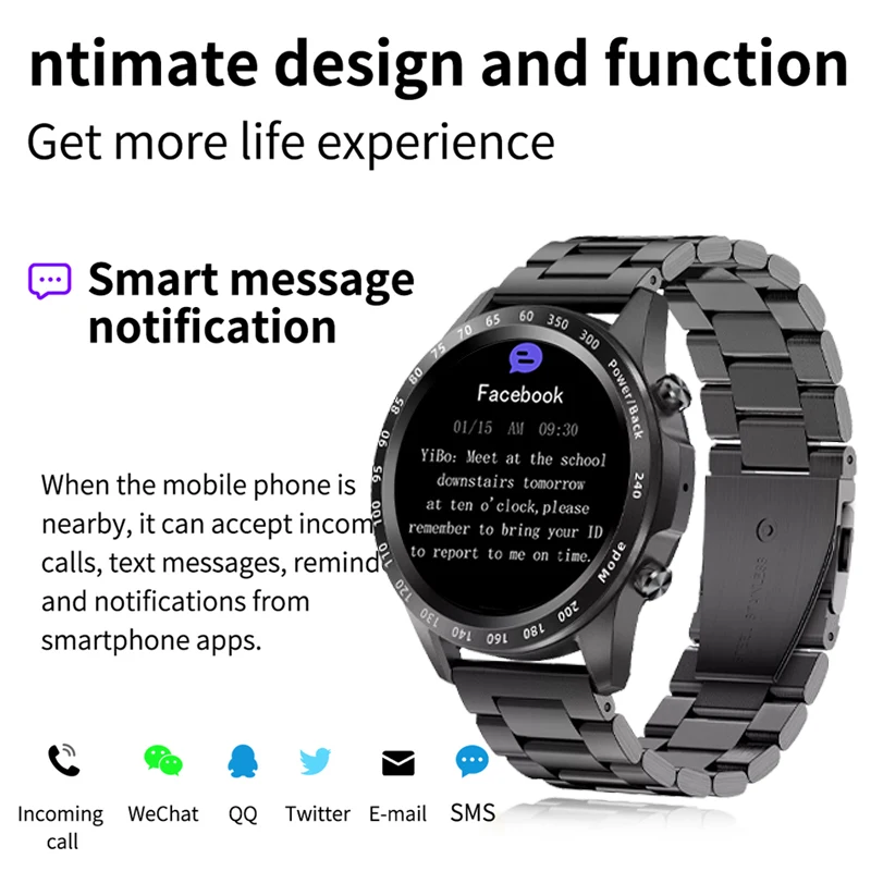 LIGE - Reloj inteligente para hombre, accesorio de pulsera resistente al agua IP68, con llamadas, Bluetooth, completamente táctil, rastreador de Fitness y presión arterial, 2021 - Imagen 3