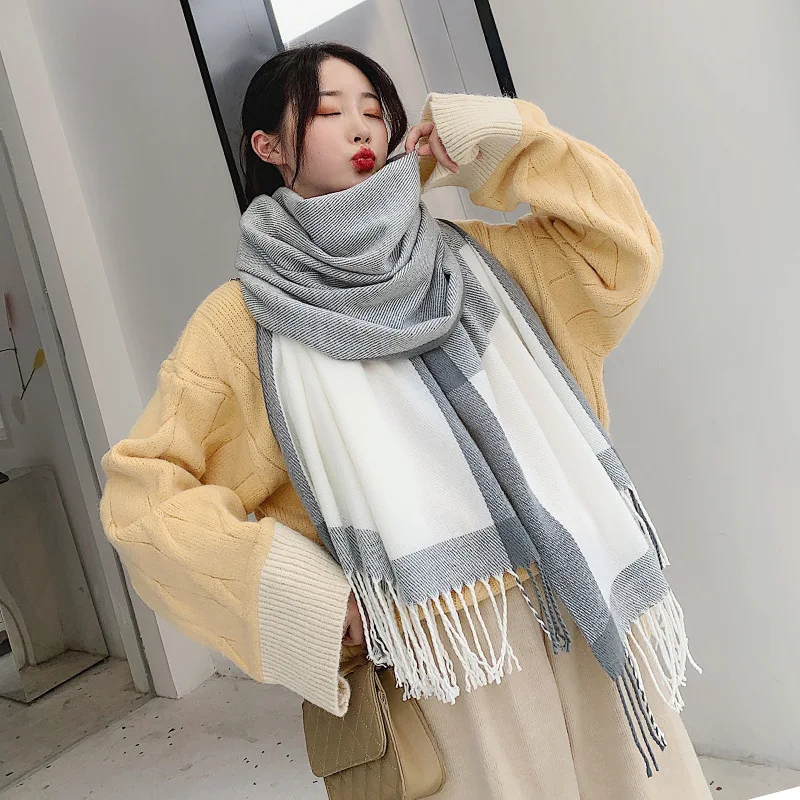 Style 2 Fashion female cashmere Keep Warm wraps Ladies weave hijab scarf new woman winter wool knitted Plush fringed Long shawls - Color: Style 2