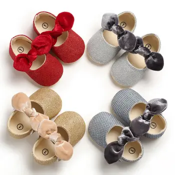 

Hot 2019 Baby Shoes 0-18M Newborn Toddler Cute Baby Girl Crib Sneakers Bow Anti-slip Soft Sequined Shoes Non-slip First Walkers