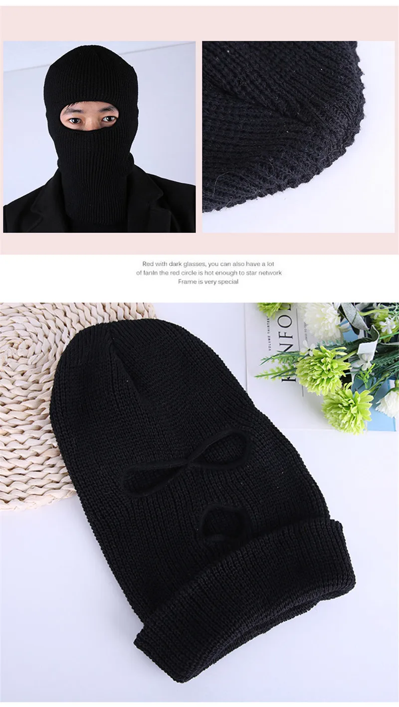 skully with brim Black cycling winter hats unisex funny mask hat handmade wool knit bonnet halloween party ski beanie caps czapka zimowa touca black skullies