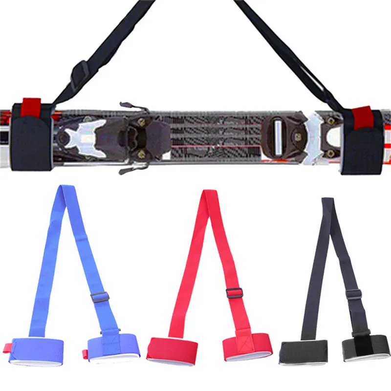 Adjustable Ski Pole Shoulder Hand Carrying Eyelashes Straps Porter Hook Loop Protection Black Nylon Grip Belt Bag |