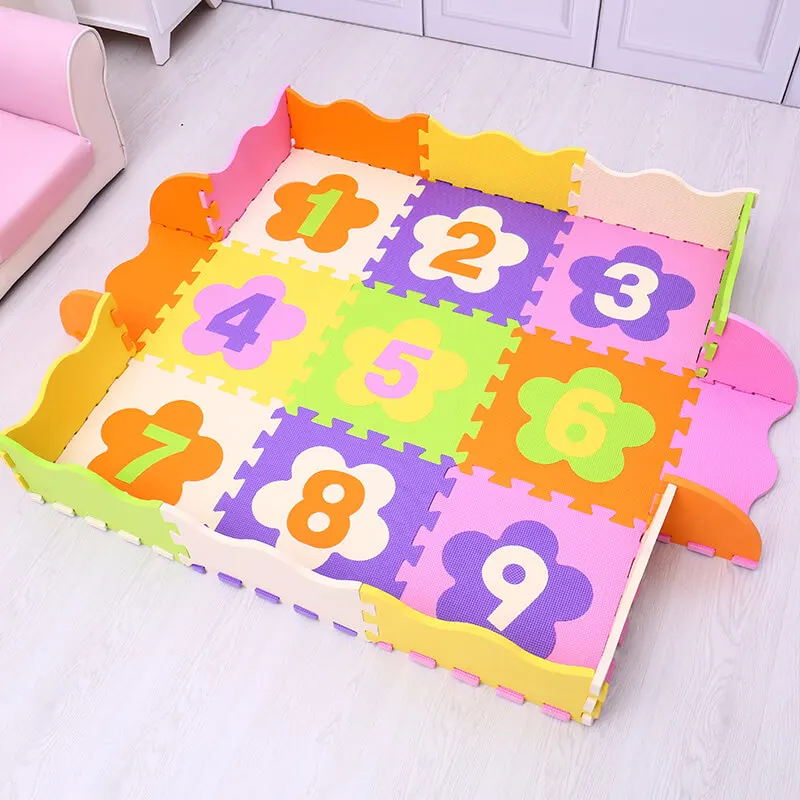 P004 with fence EVA детский игровой коврик, 9 шт., пенопластовый Коврик-пазл для детей, для занятий в тренажерном зале, мягкий напольный коврик с рисунками животных, игрушки Mei Qi Cool - Цвет: P004 with fence