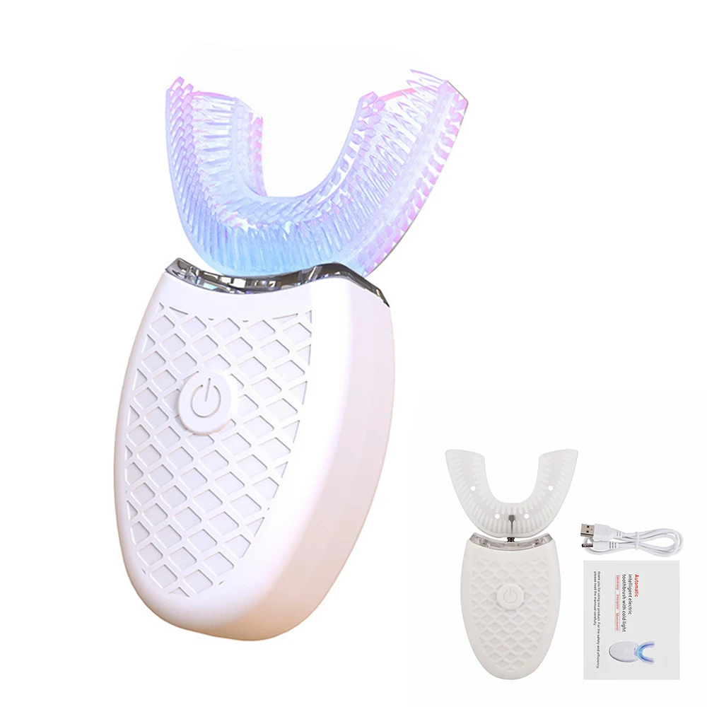 

Automatic Sonic Electric Toothbrush U Type Silicone USB Rechargeable Electric Tooth Brush Blue Light Ultrasonic Tooth Cleaner