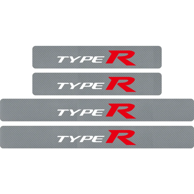 4 шт. MUGEN VTEC TYPER эмблема порога автомобиля Защита от потертостей наклейки - Название цвета: Silver TYPER
