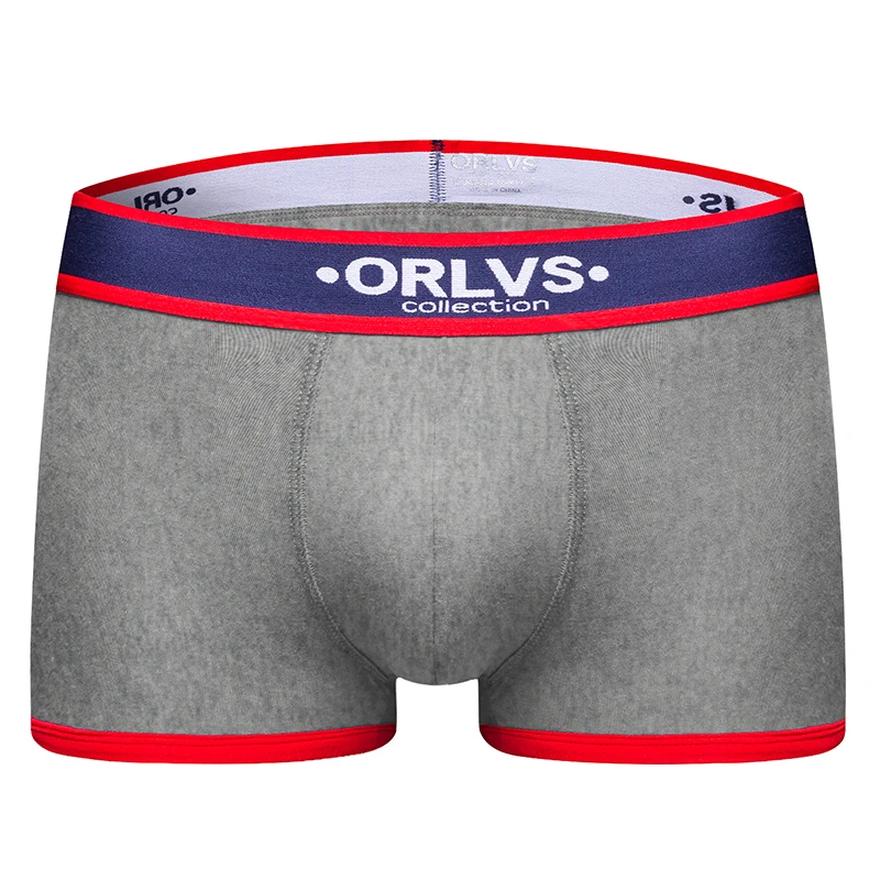 ORLVS Брендовое нижнее белье мужчины боксеры мужские трусы, Cueca tanga быстросохнущие дышащие мужские трусы боксеры хлопковые мужские боксеры шорты - Цвет: OR138-gray