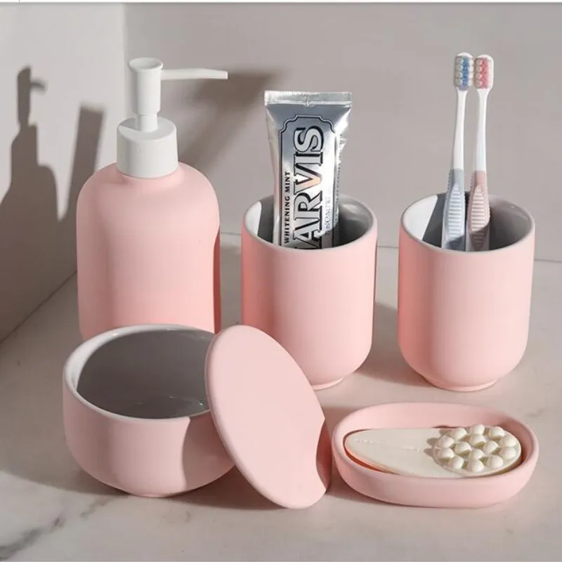 Керамический простой модный набор аксессуаров для ванной комнаты, стиральные костюмы, бутылка для полоскания рта, чашка для мыла, зубная щетка, держатель, предметы домашнего обихода