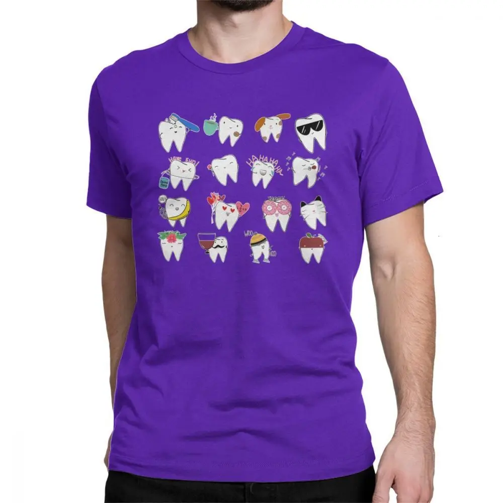 Purple One yona Teeth Детские футболки для мужчин стоматолог стоматология зубной гигиенист новинка футболка Crewneck хлопковая одежда 4XL 5XL футболка - Цвет: Purple