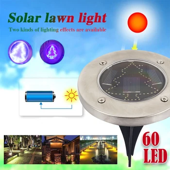 

Disk Lights Ground Lamp Buried Light Durable Eco-Friendly Solar Power 60LED Christmas Tree Path Way Garden Decking Gutter Home