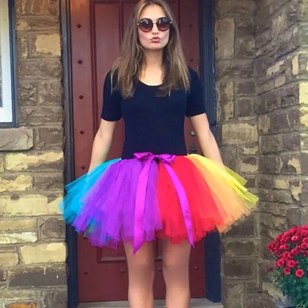 GONNA TUTU RAGAZZA ARCOBALENO Alta Qualità Gonna Donna Abito Fantasioso  Gonne Polla Festa 5056448344195