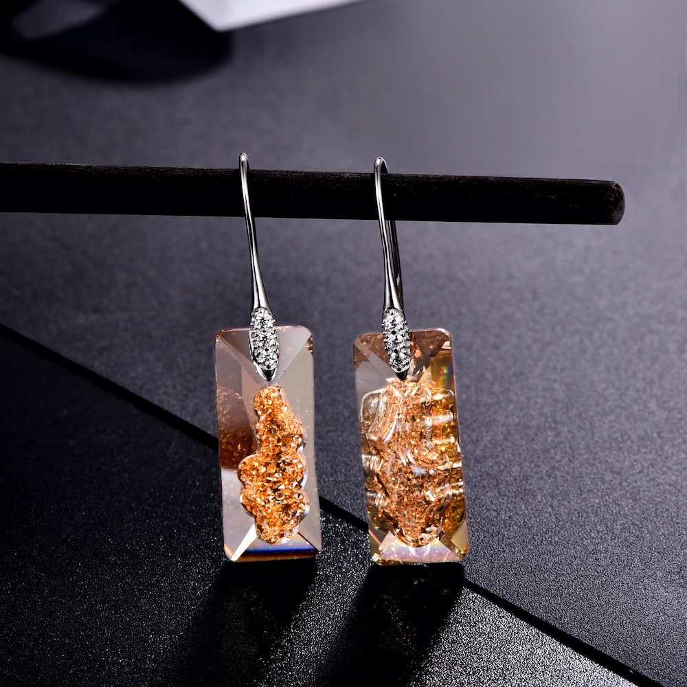 Серьги-подвески с кристаллами Swarovski для женщин, модные серебряные серьги-подвески ручной работы, ювелирные изделия