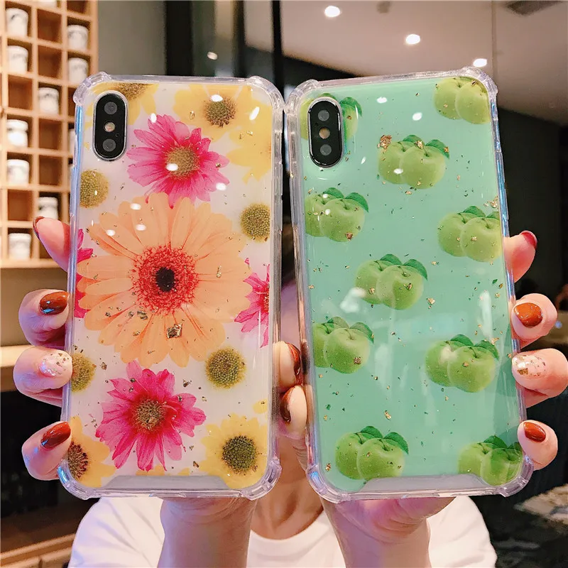 Цветочный силиконовый чехол для iPhone XR XS Max X блестящие золотые кружевные чехлы для телефонов с изображением цветов для iPhone 7 8 6 6s Plus противоударный чехол