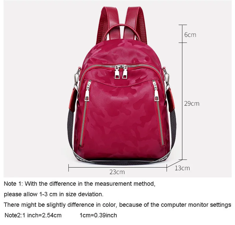 Backpack high quality PU camouflage fabric new youth girl student bag fashion multi-function travel bag black