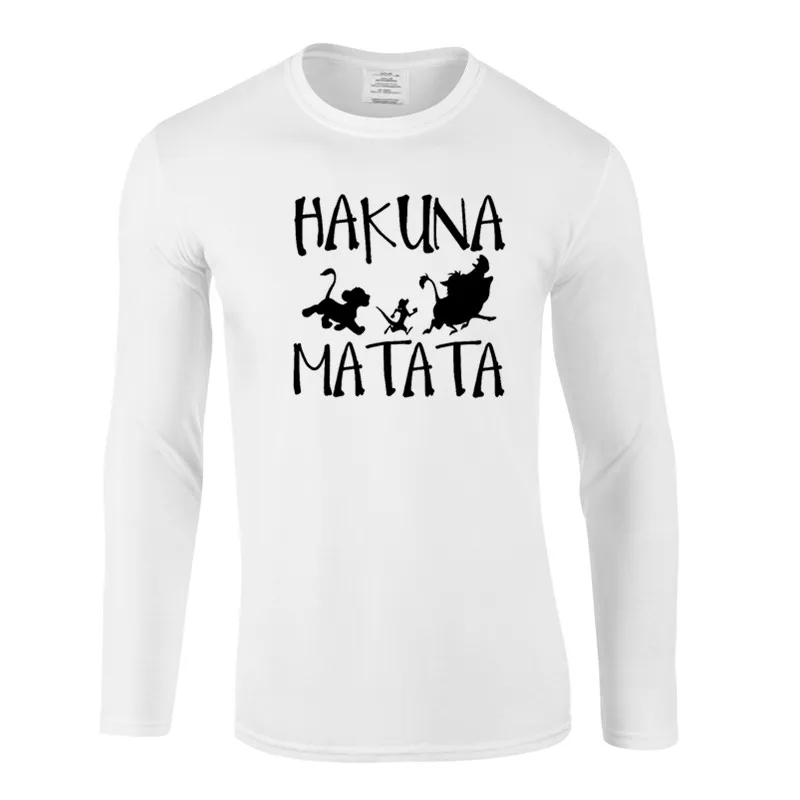 HAKUNA MATATA, Король Лев, Simba, мужские футболки размера плюс, Длинные мужские футболки, осенние мужские футболки с длинным рукавом, мужские футболки